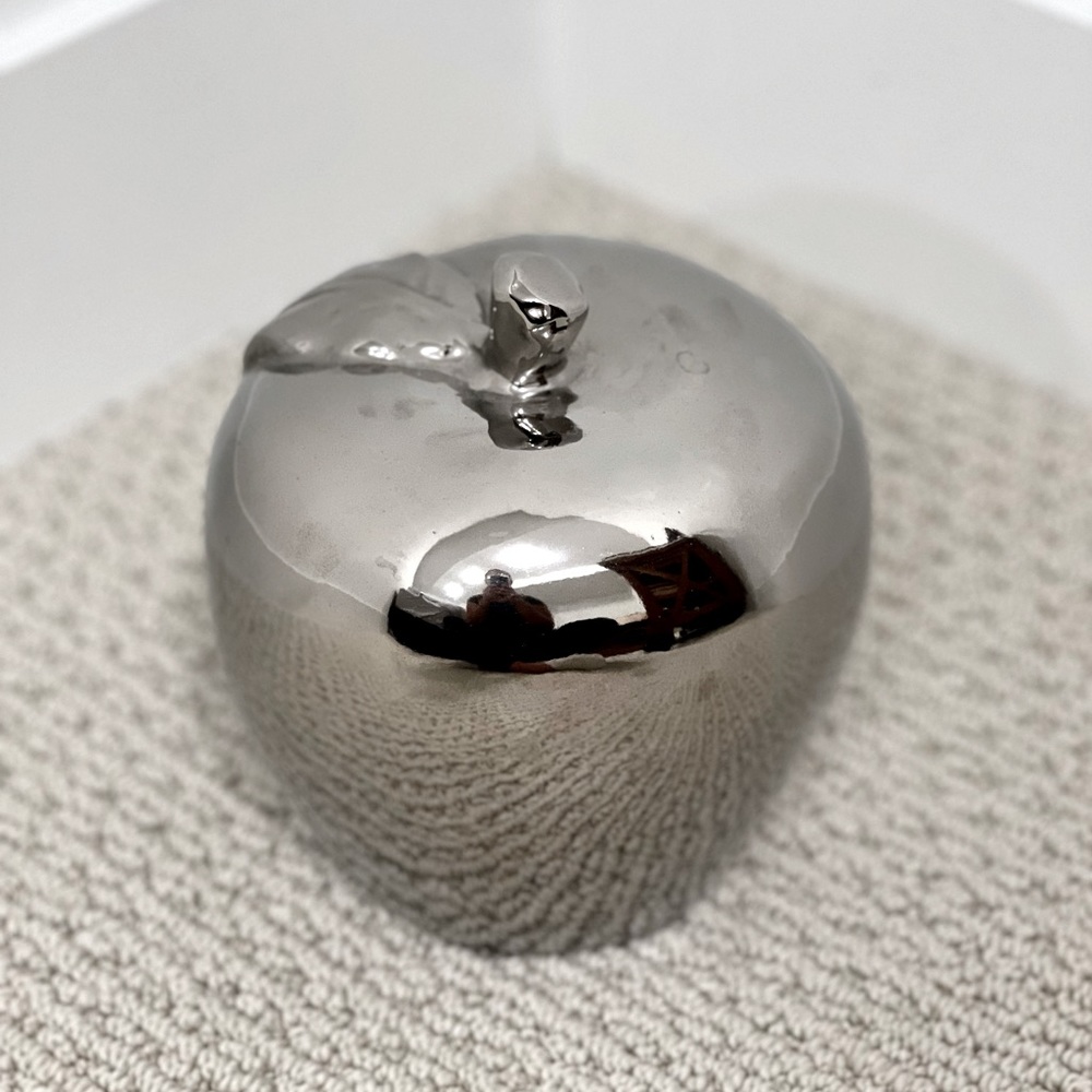 Large Silver Apple Decor